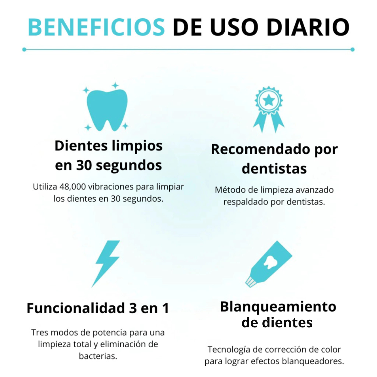 Cepillo Dental Sonic 360° Ultrasónico Blanqueador + Carbón Activado GRATIS