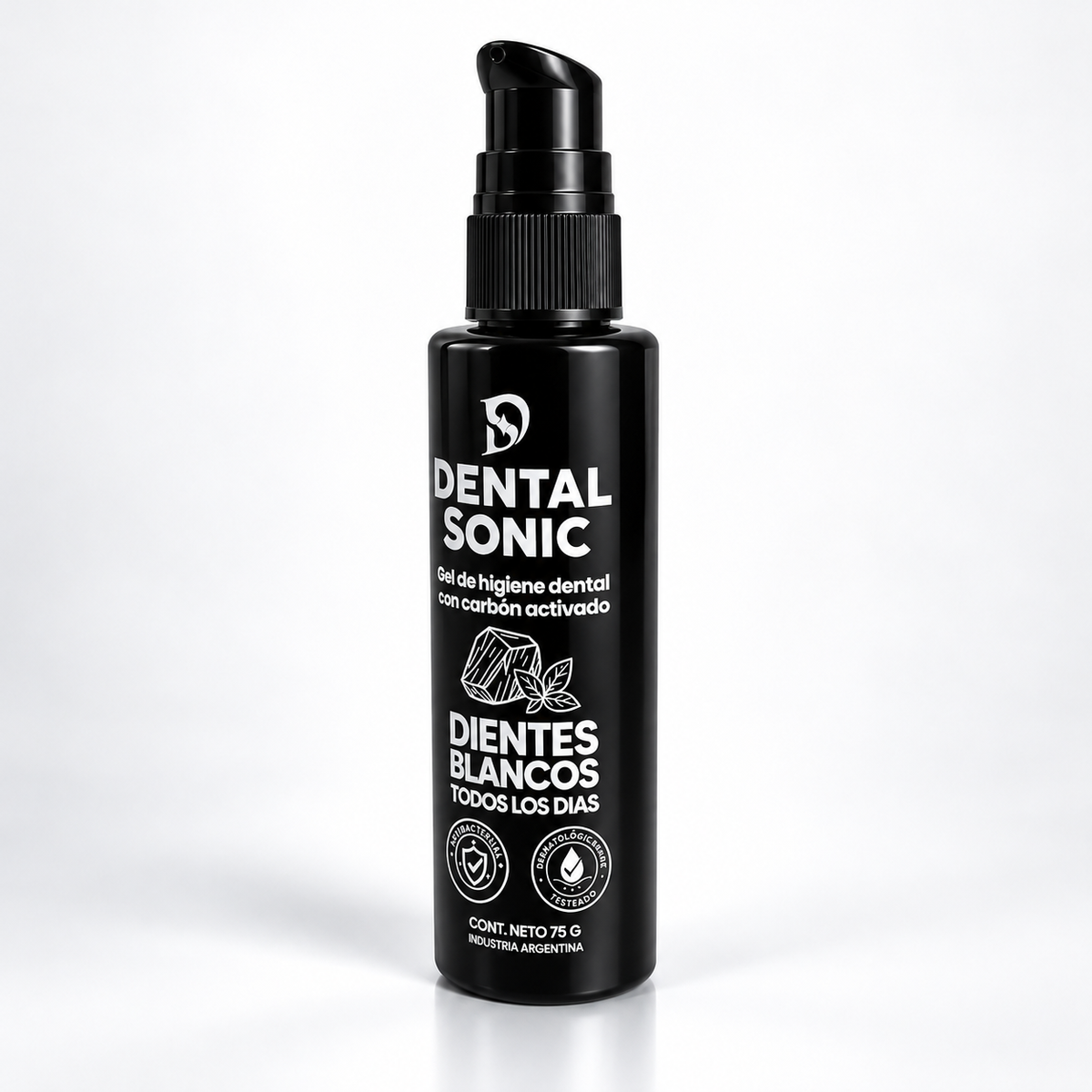 Pasta dental en gel con carbón activado Dental Sonic 75gr, vista lateral