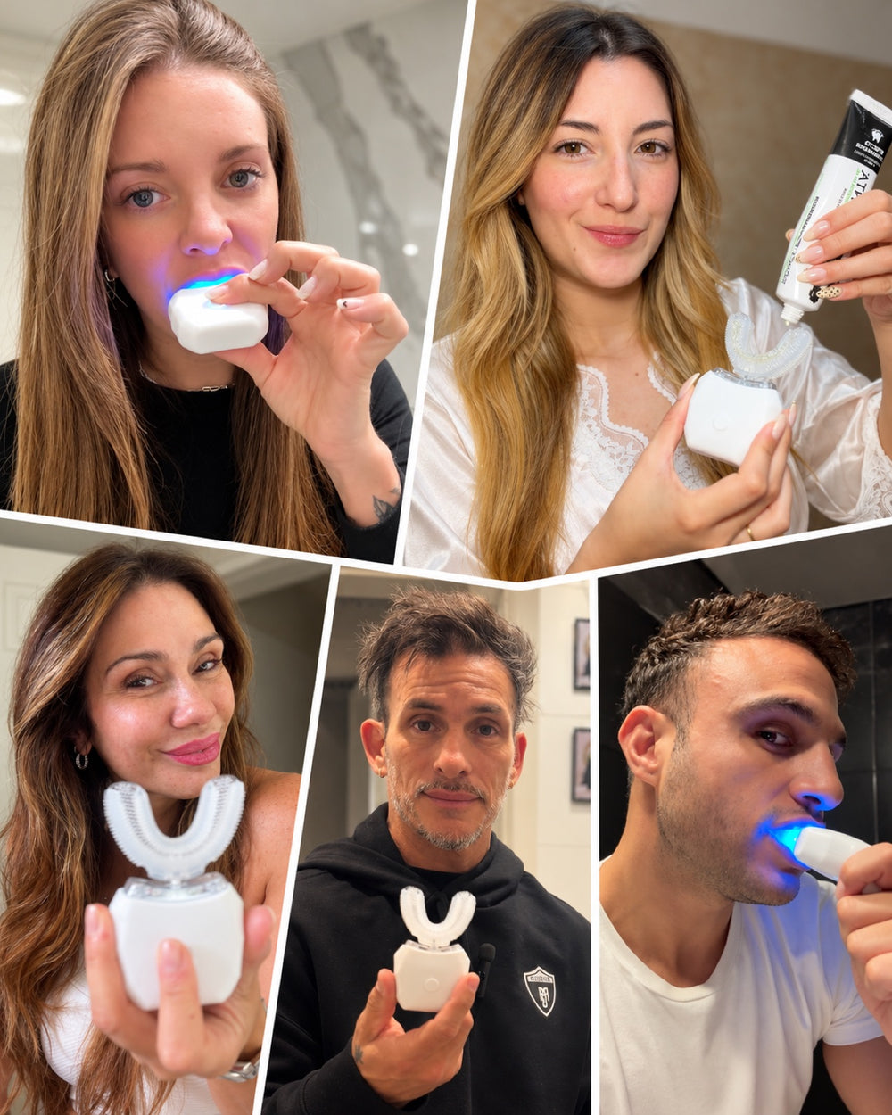 Clientes usando el cepillo Dental Sonic con luz LED