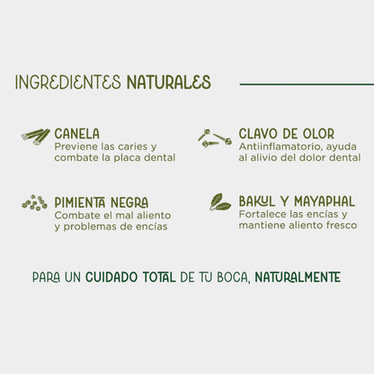 Pasta Dental Cuidado Total Canela y Clavo de Olor en gel 100gr